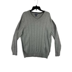 Club Room Mens Drop-Needle V-Neck Sweater Soft Grey Heather Size 2XL